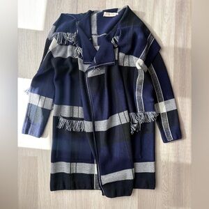 Tory Burch Navy Plaid Sweater Cardigan
